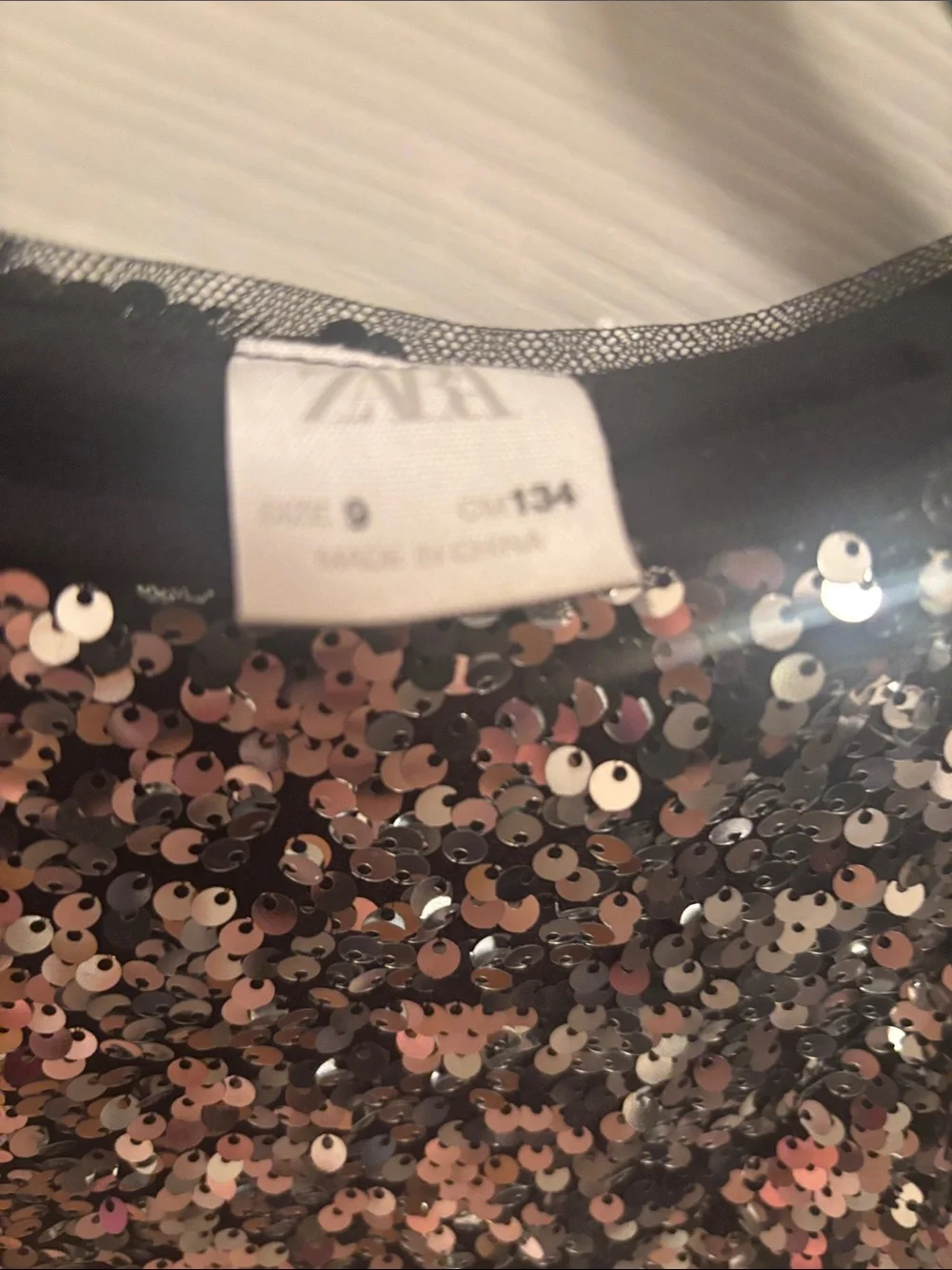 Zara Silver Sequin Puff-Sleeve Party Dress